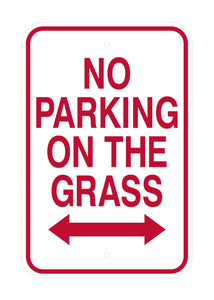 No Parking on Grass Sign